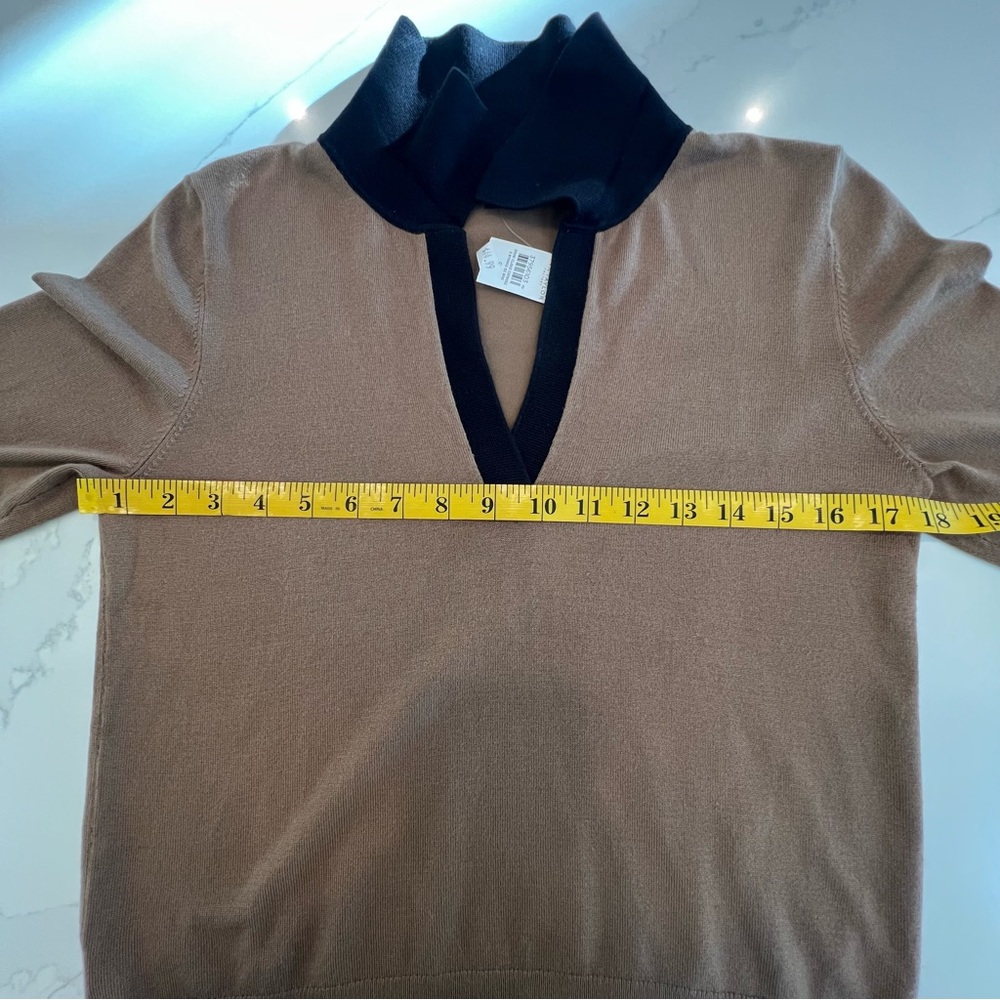 ANN TAYLOR Brown‎ Long Sleeve Sweater with Black Collar, S - Picture 8 of 10